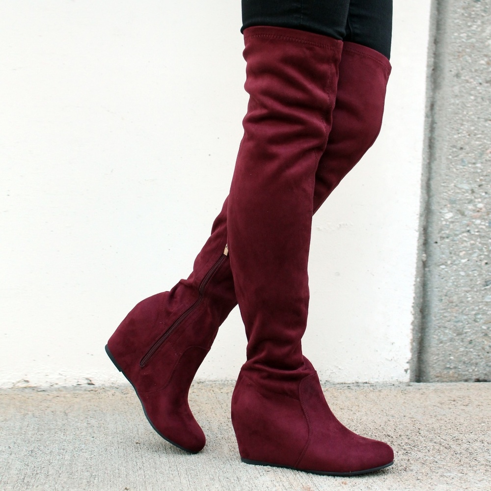 Cam-01 Over the Knee Women's Hidden Wedge Boots